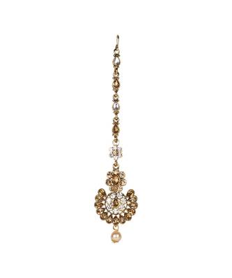 Gold stone antique gold Alloy  Maang tikka 1