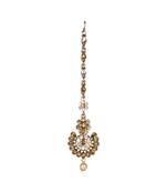 Gold stone antique gold Alloy  Maang tikka