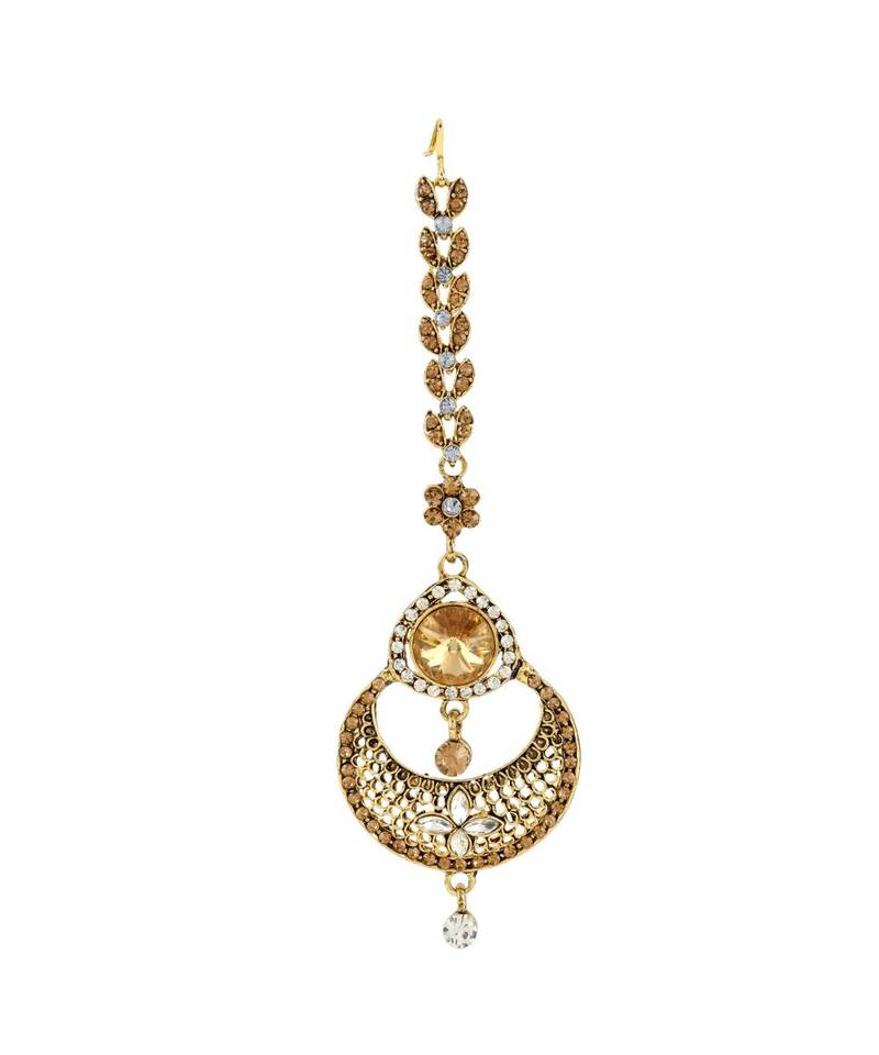 Gold stone antique gold Alloy  Maang tikka
