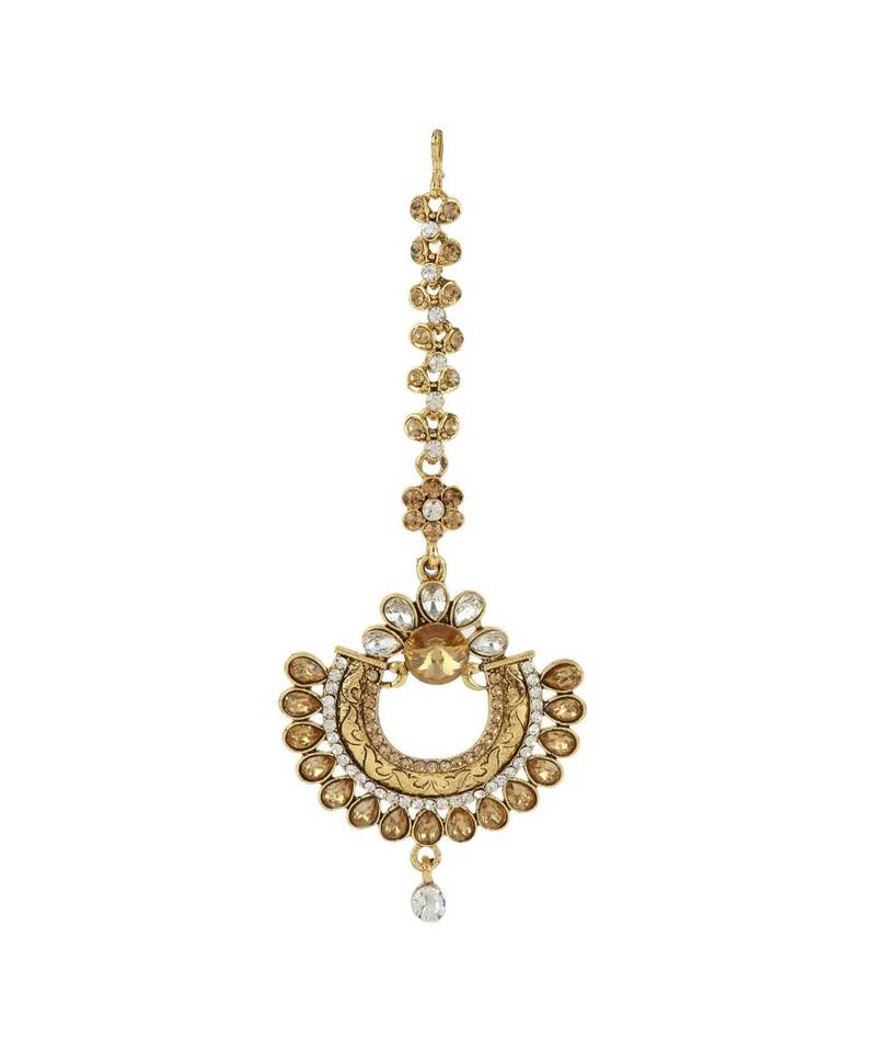 Gold stone antique gold Alloy  Maang tikka