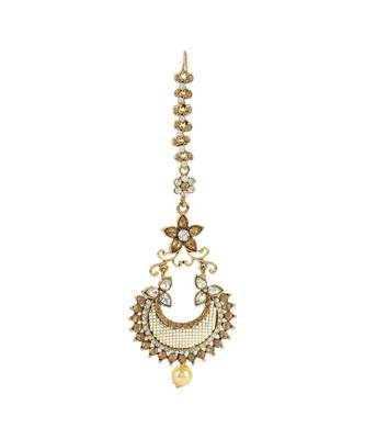 Gold stone antique gold Alloy  Maang tikka 2