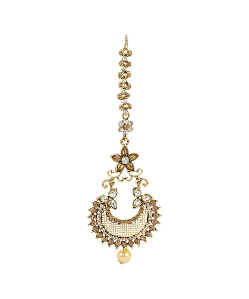 Gold stone antique gold Alloy  Maang tikka