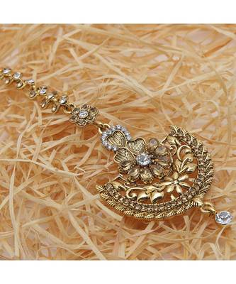 Gold stone antique gold Alloy  Maang tikka 1