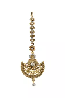 Gold stone antique gold Alloy  Maang tikka