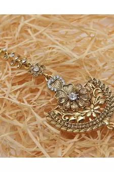 Gold stone antique gold Alloy  Maang tikka
