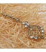 Gold stone antique gold Alloy  Maang tikka