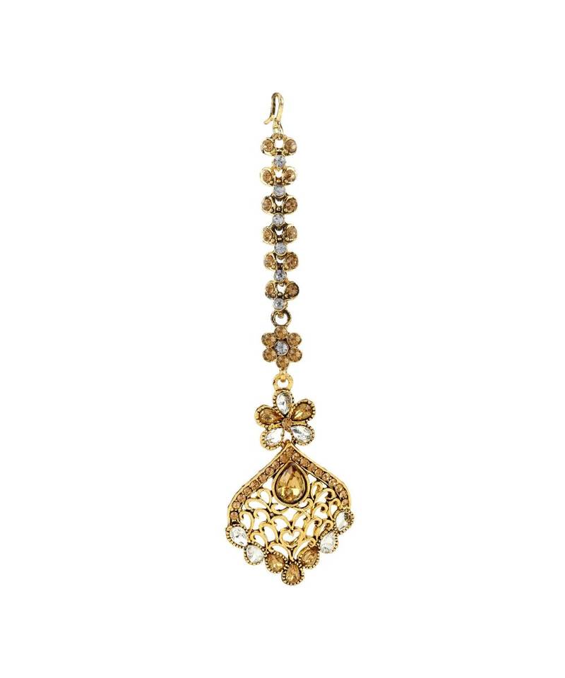 Gold stone antique gold Alloy  Maang tikka