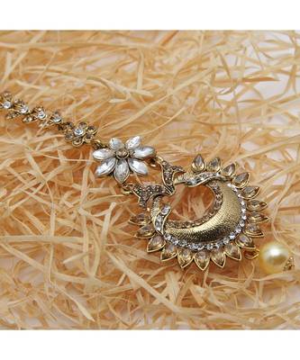 Gold stone antique gold Alloy  Maang tikka 1