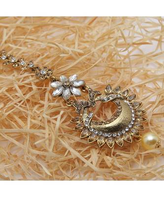 Gold stone antique gold Alloy  Maang tikka 3