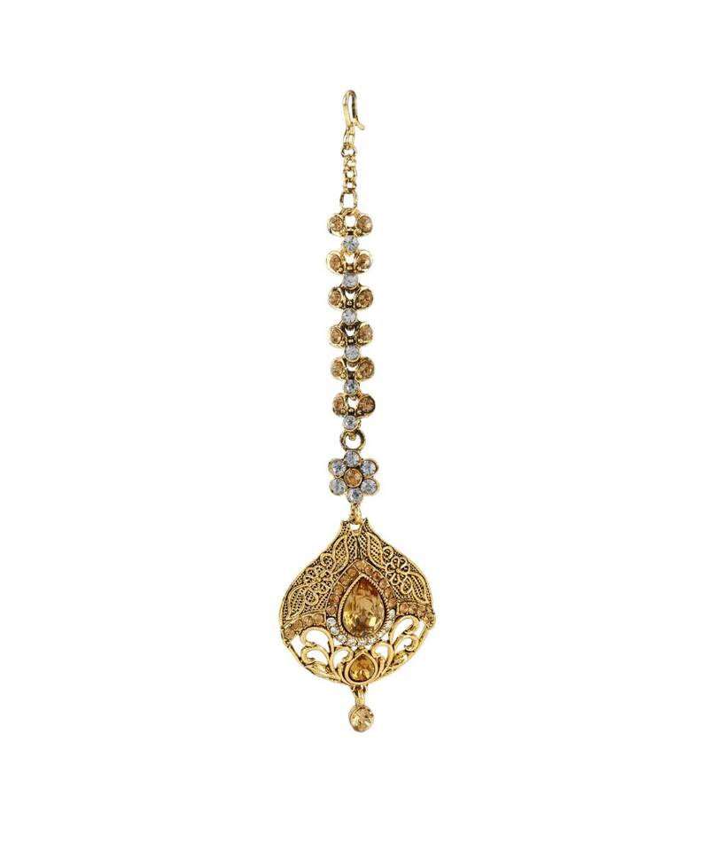 Gold stone antique gold Alloy  Maang tikka