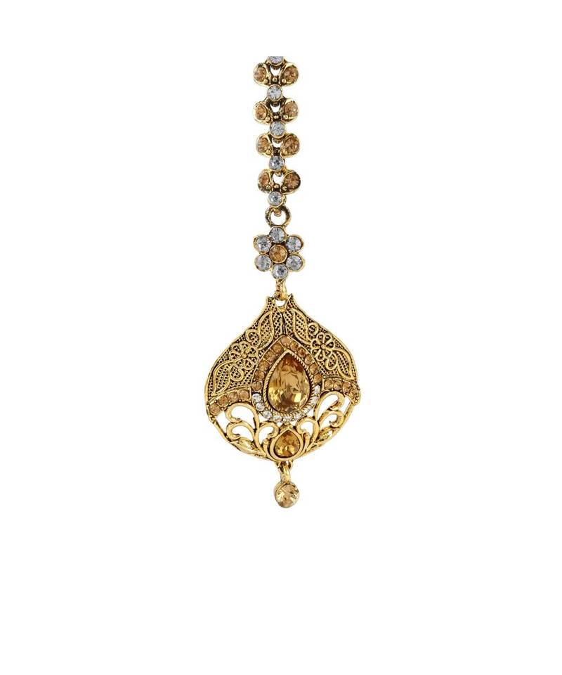 Gold stone antique gold Alloy  Maang tikka