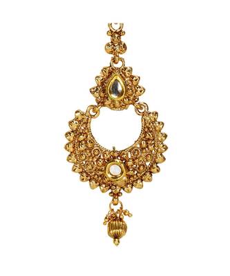 Gold stone antique gold Alloy  Maang tikka 3