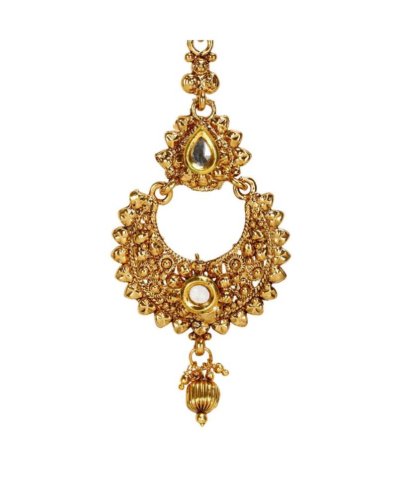 Gold stone antique gold Alloy  Maang tikka