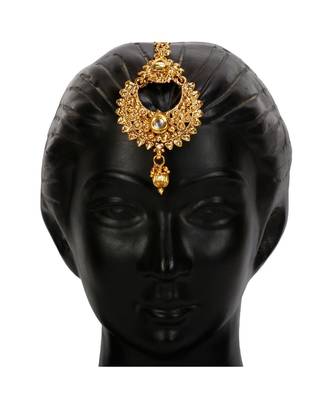 Gold stone antique gold Alloy  Maang tikka 4