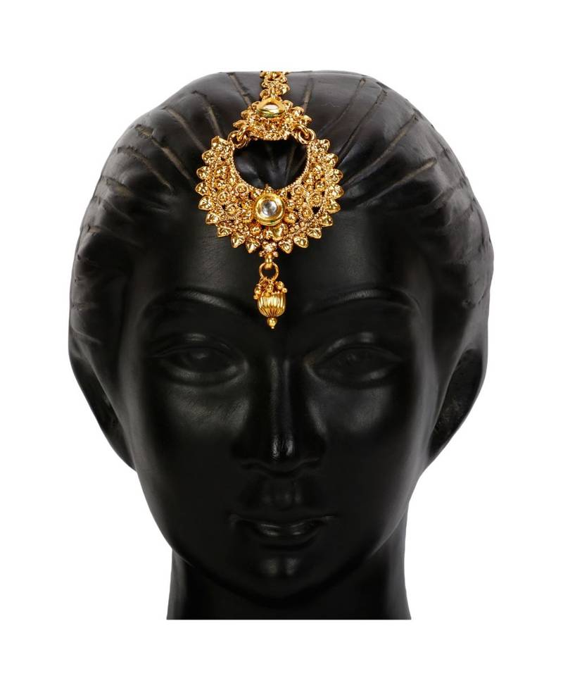 Gold stone antique gold Alloy  Maang tikka
