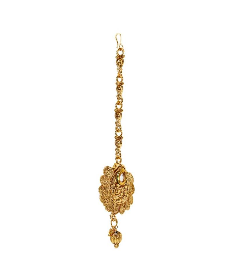 Gold stone antique gold Alloy  Maang tikka