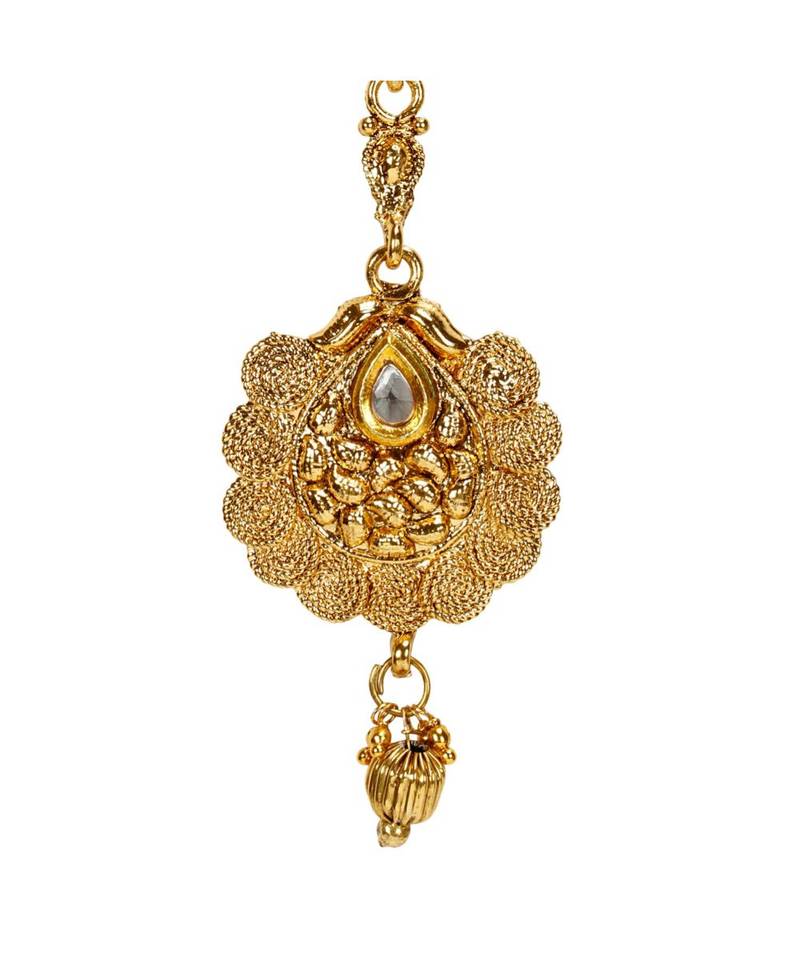 Gold stone antique gold Alloy  Maang tikka