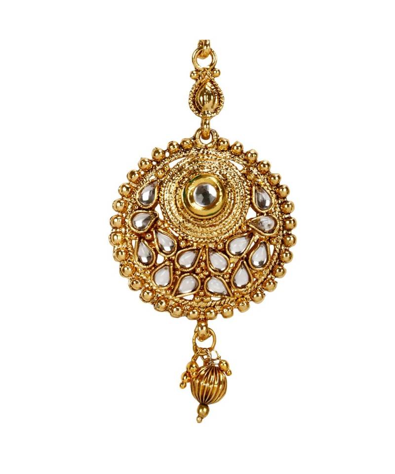 Gold stone antique gold Alloy  Maang tikka