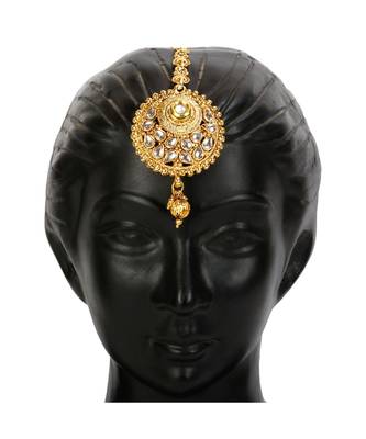 Gold stone antique gold Alloy  Maang tikka 4