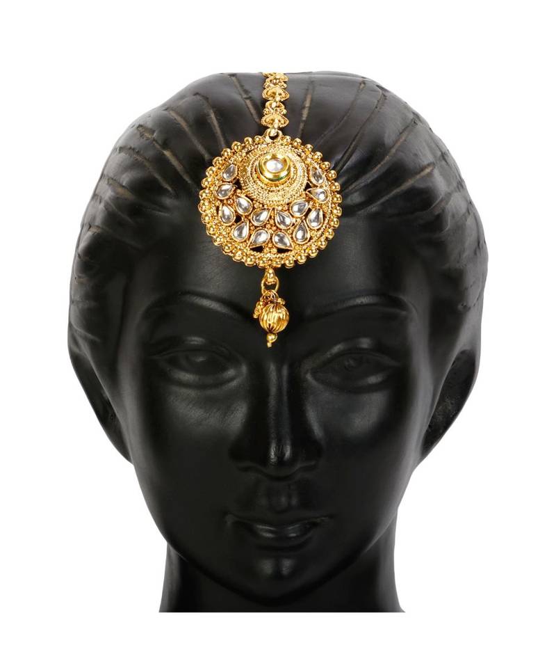 Gold stone antique gold Alloy  Maang tikka