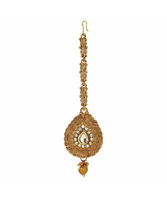 Gold stone antique gold Alloy  Maang tikka 1