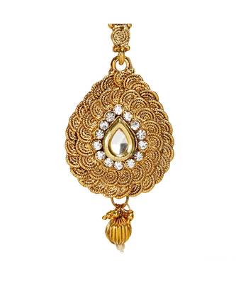 Gold stone antique gold Alloy  Maang tikka 3