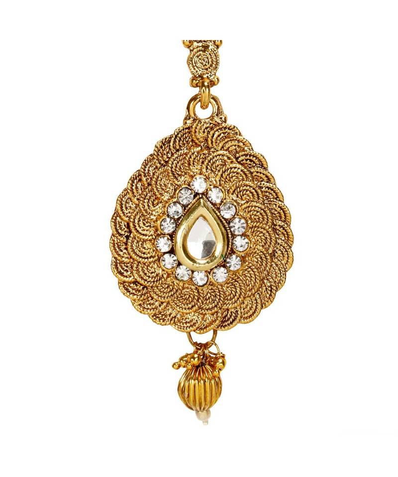 Gold stone antique gold Alloy  Maang tikka