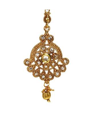 Gold stone antique gold Alloy  Maang tikka 3