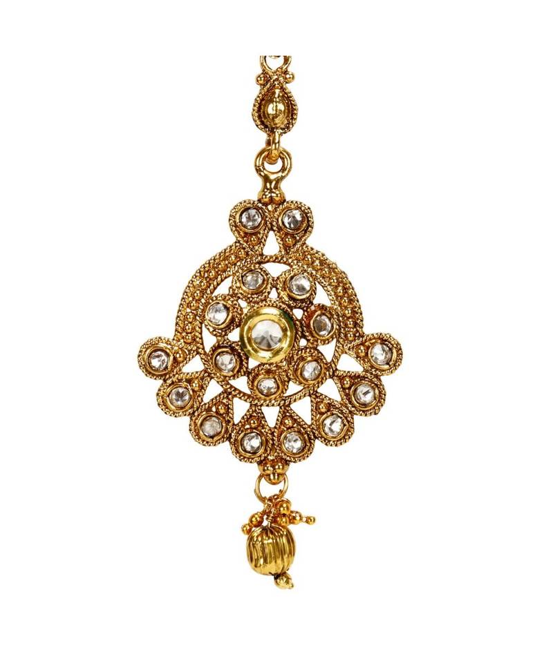 Gold stone antique gold Alloy  Maang tikka