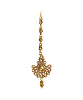 Gold stone antique gold Alloy  Maang tikka 1