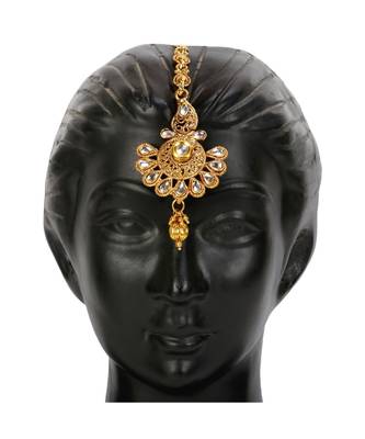 Gold stone antique gold Alloy  Maang tikka 4