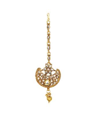Gold stone antique gold Alloy  Maang tikka 1