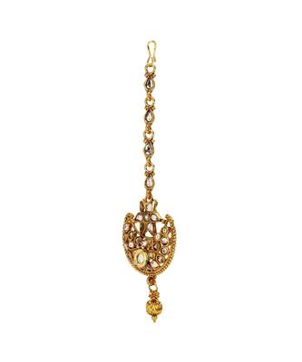 Gold stone antique gold Alloy  Maang tikka 2