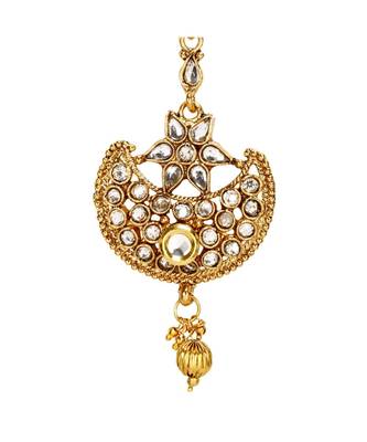 Gold stone antique gold Alloy  Maang tikka 3