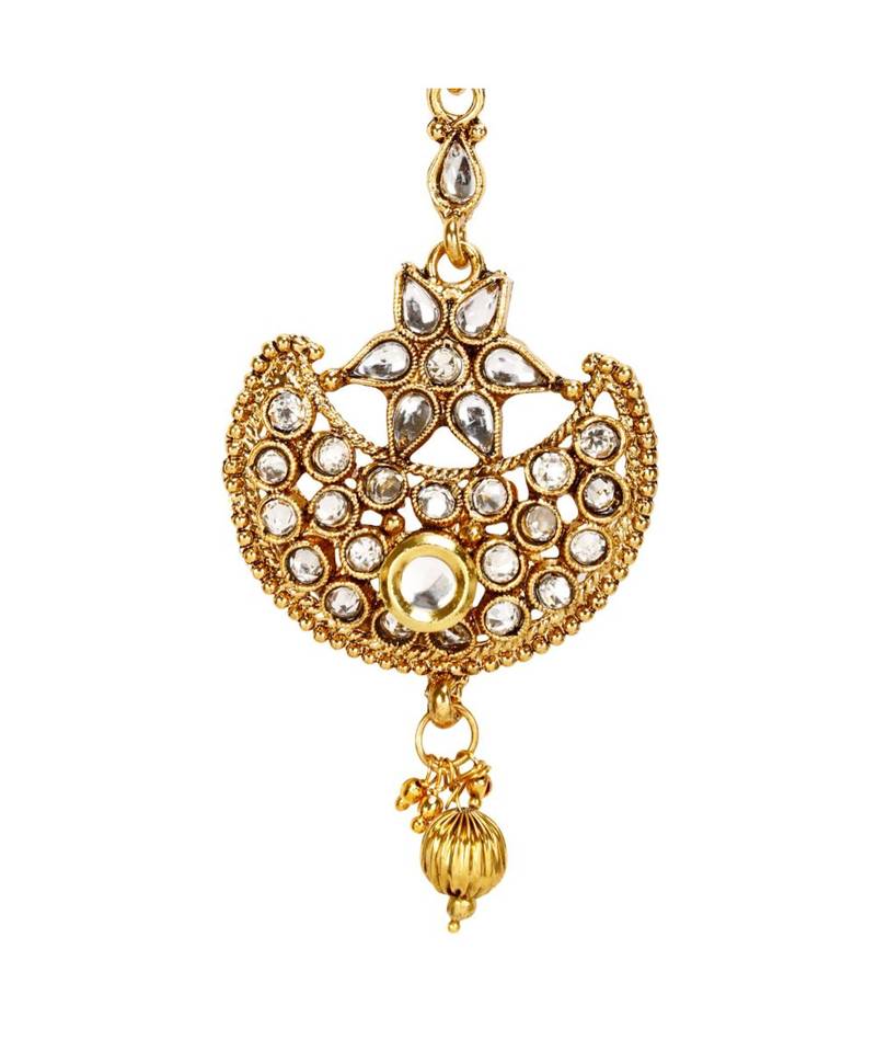 Gold stone antique gold Alloy  Maang tikka