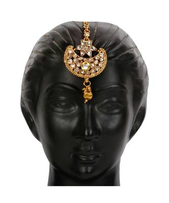 Gold stone antique gold Alloy  Maang tikka 4