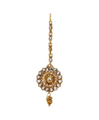 Gold stone antique gold Alloy  Maang tikka 1