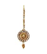 Gold stone antique gold Alloy  Maang tikka