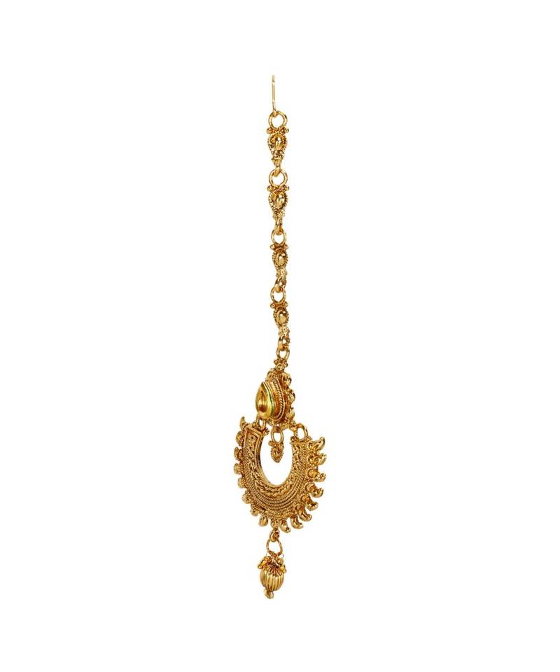 Gold stone antique gold Alloy  Maang tikka