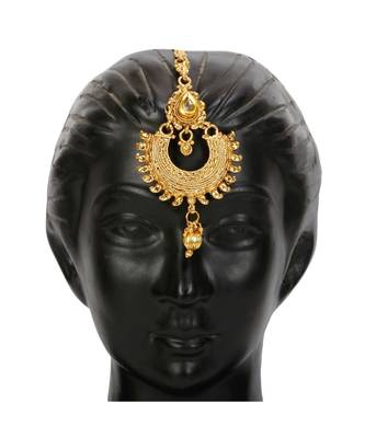 Gold stone antique gold Alloy  Maang tikka 3