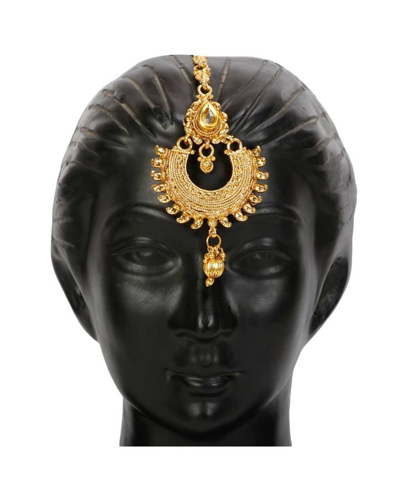 Gold stone antique gold Alloy  Maang tikka