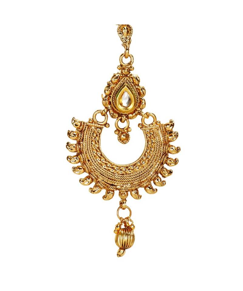 Gold stone antique gold Alloy  Maang tikka