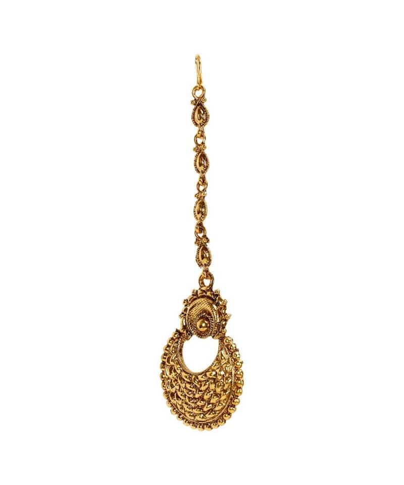 Gold stone antique gold Alloy  Maang tikka