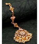 Pink stone antique gold Alloy  Maang tikka