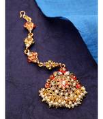 Red stone antique gold Alloy  Maang tikka