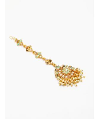 Blue stone antique gold Alloy  Maang tikka 4