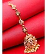 Pink stone antique gold Alloy  Maang tikka