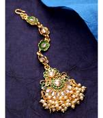 Green stone antique gold Alloy  Maang tikka