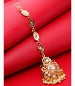 Pink stone antique gold Alloy  Maang tikka