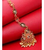 Red stone antique gold Alloy  Maang tikka